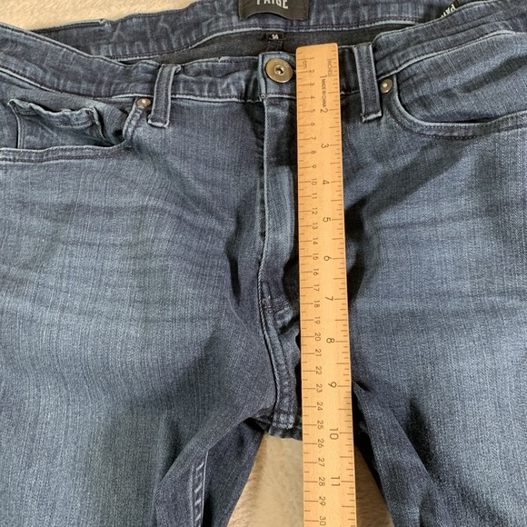 Paige Lennox Jeans Mens 36x29 Blue‎ Dark Wash Stretch Straight Leg Low Rise - Picture 6 of 11